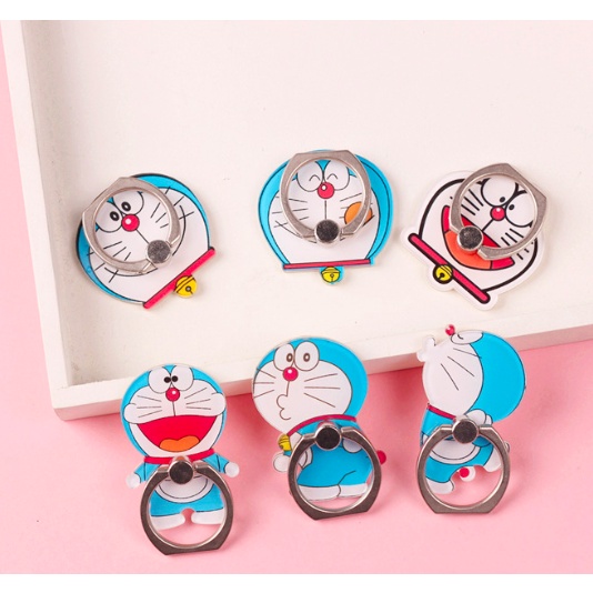 Kawaii Doraemon Kartun Smartphone Ring Support Universal Metal Finger Ring Lucu Tempat Ponsel Stand Rings