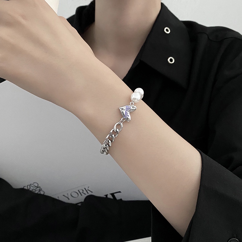 Gelang Perca Mutiara Cinta Surat Ungu Yang Dipersonalisasi Dan Serbaguna, Musim Panas Desain Niche Ins Baru, Gelang Trendi Rantai Manik-Manik