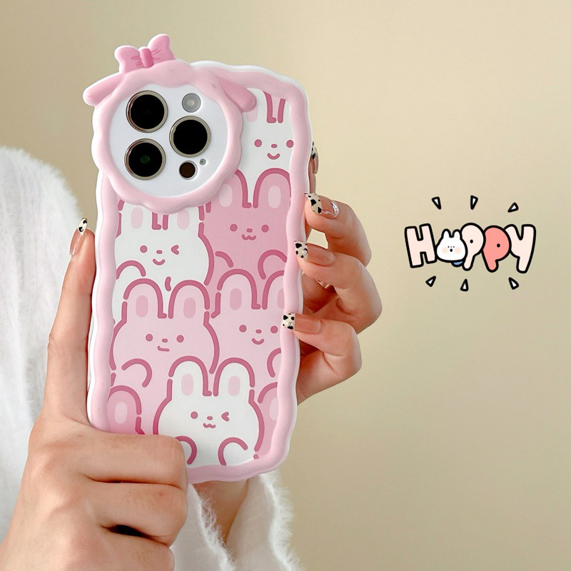 【Lamb Style】Stacked Bunny Soft TPU Case HP iP iPhone 11 12 13 14 Pro Max 7 8 + Plus SE 2020 X XS XR Max Girl Woman FTD Casing Apple