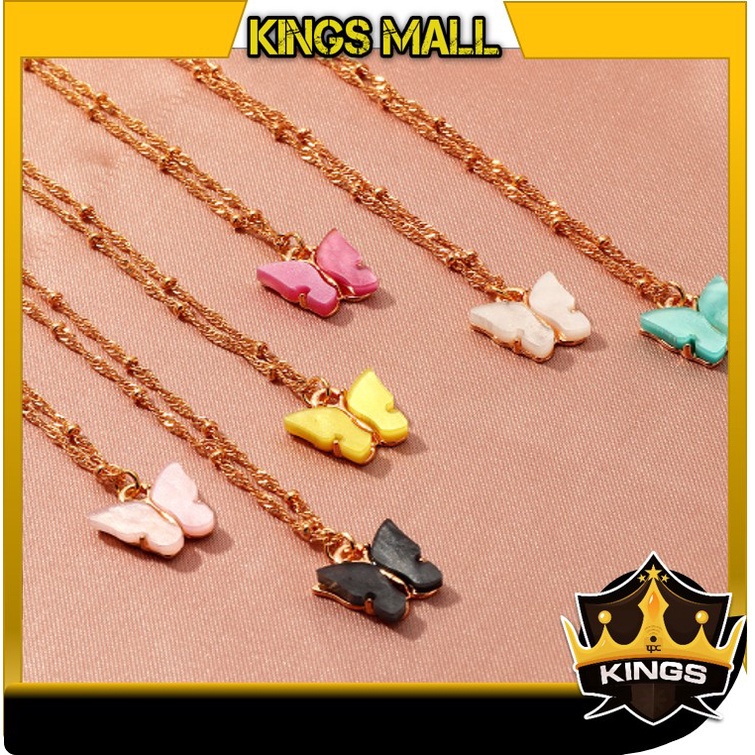 KINGS - K5767 Kalung Rantai Bentuk Kupu Kupu Korean style Bahan Akrilik Aksesoris Fashion Wanita / K