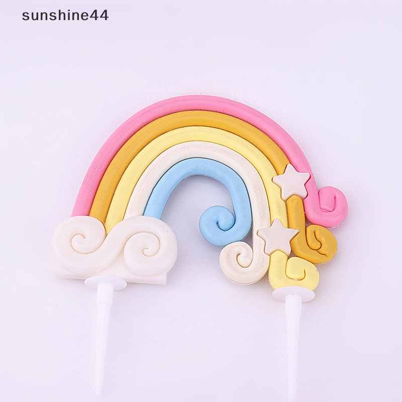 Sunshine Rain Dekorasi Kue Ulang Tahun Lucu Kartun Rain Cake Toppers Anak Perempuan Happy Rain Cloud Unicorn Birthday Cupcake Decor ID