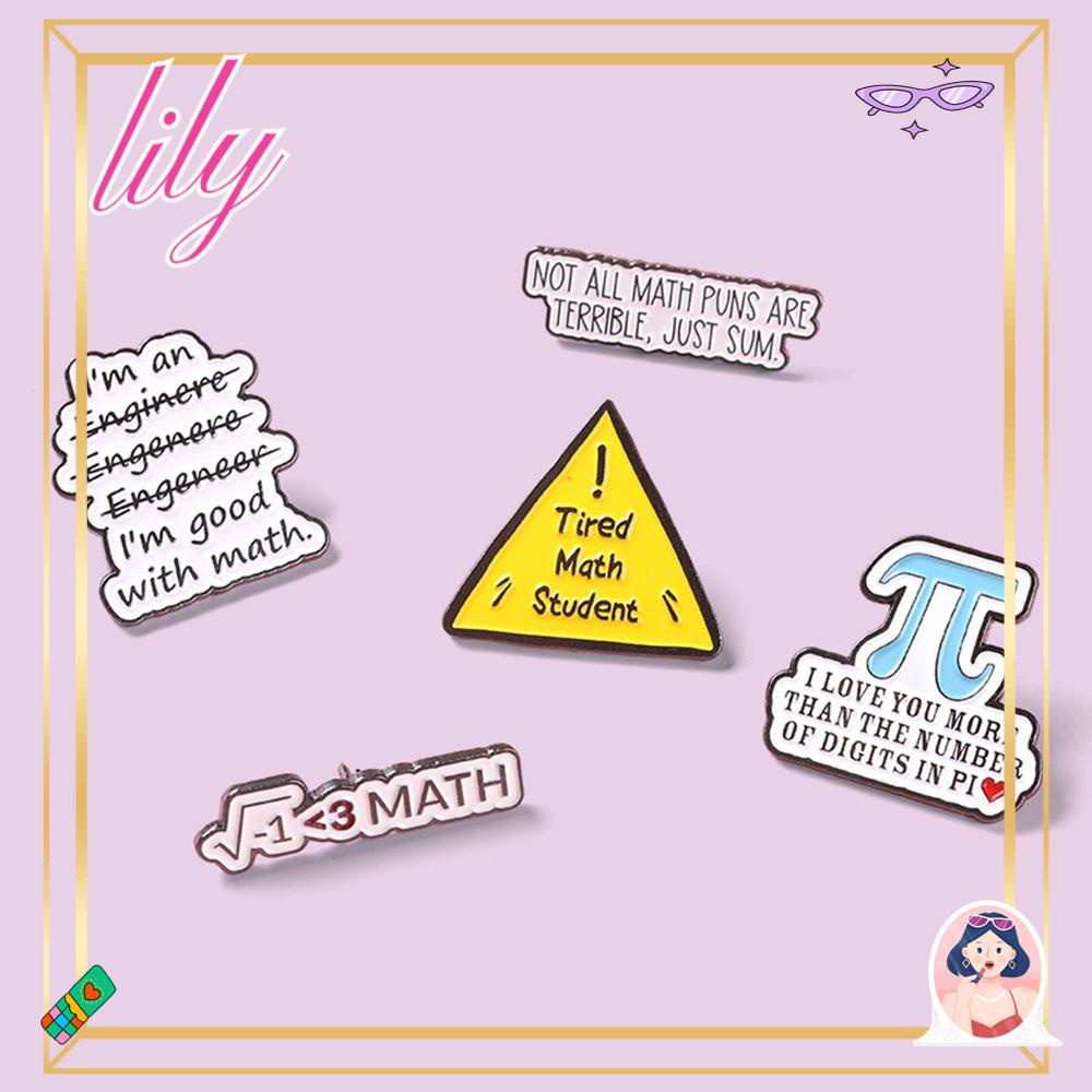 Lily Pi (&gt;) Enamel Pins Metal Lucu Letter Series Badges