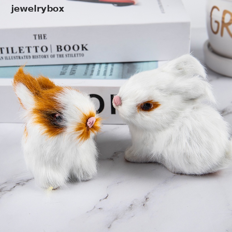 [jewelrybox] Mini Realistis Lucu Bulu Kelinci Mewah Hewan Manusia Hidup Paskah Model Kelinci Hadiah Mainan Butik