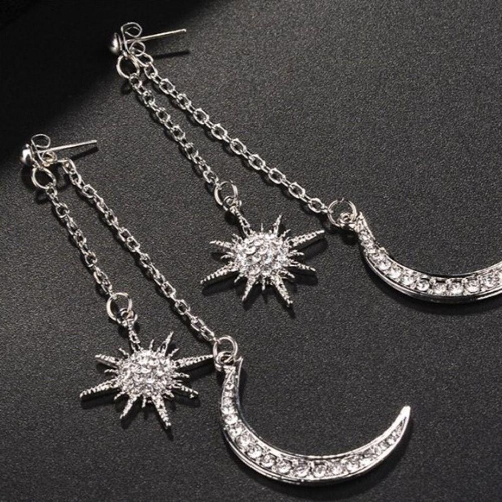 Mxbeauty Anting Bulan Bintang Shiny Golden Trendy Bohemian Berlebihan Anting Gaya Korea Klasik