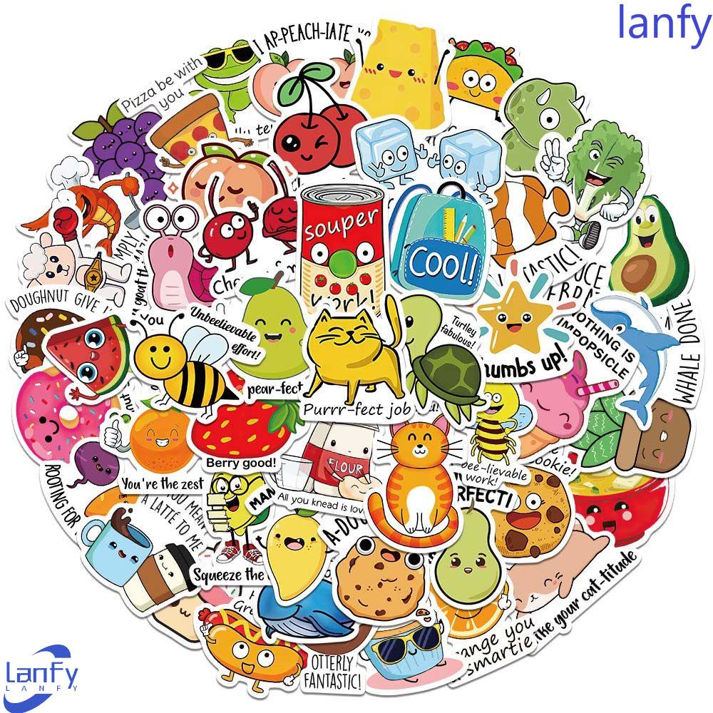 Lanfy Reward Stiker Anti Air Hadiah Anak Sekolah Lucu Insentif Siswa Alat Tulis Stickey Dekorasi Akun Tangan