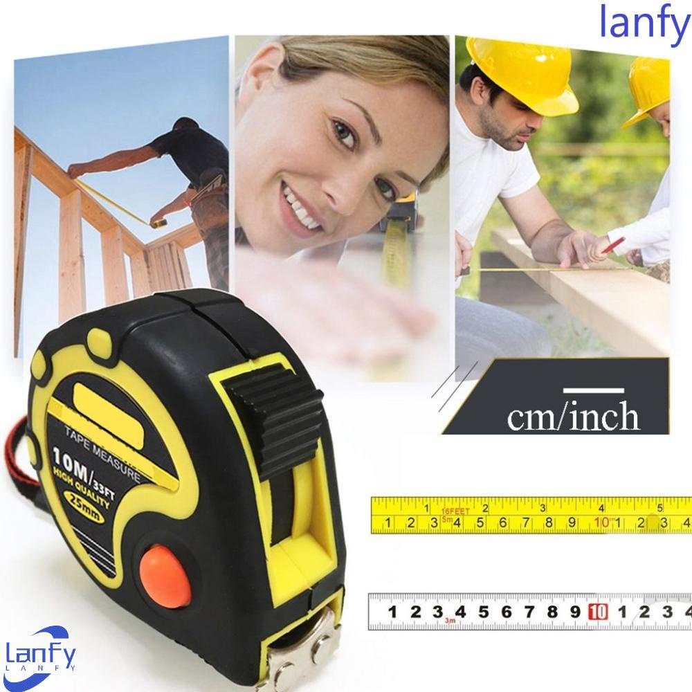 Lanfy Measuring Tape Tahan Aus 10m/33ft Portabel Baja Berkualitas Ukuran Saku Ditarik Penggaris