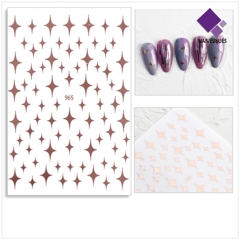 [naiveblues] 7pcs/set Stiker Meteor Kuku Lem Belakang Mudah Berkilau Starlight Meteor Manicure Stickers