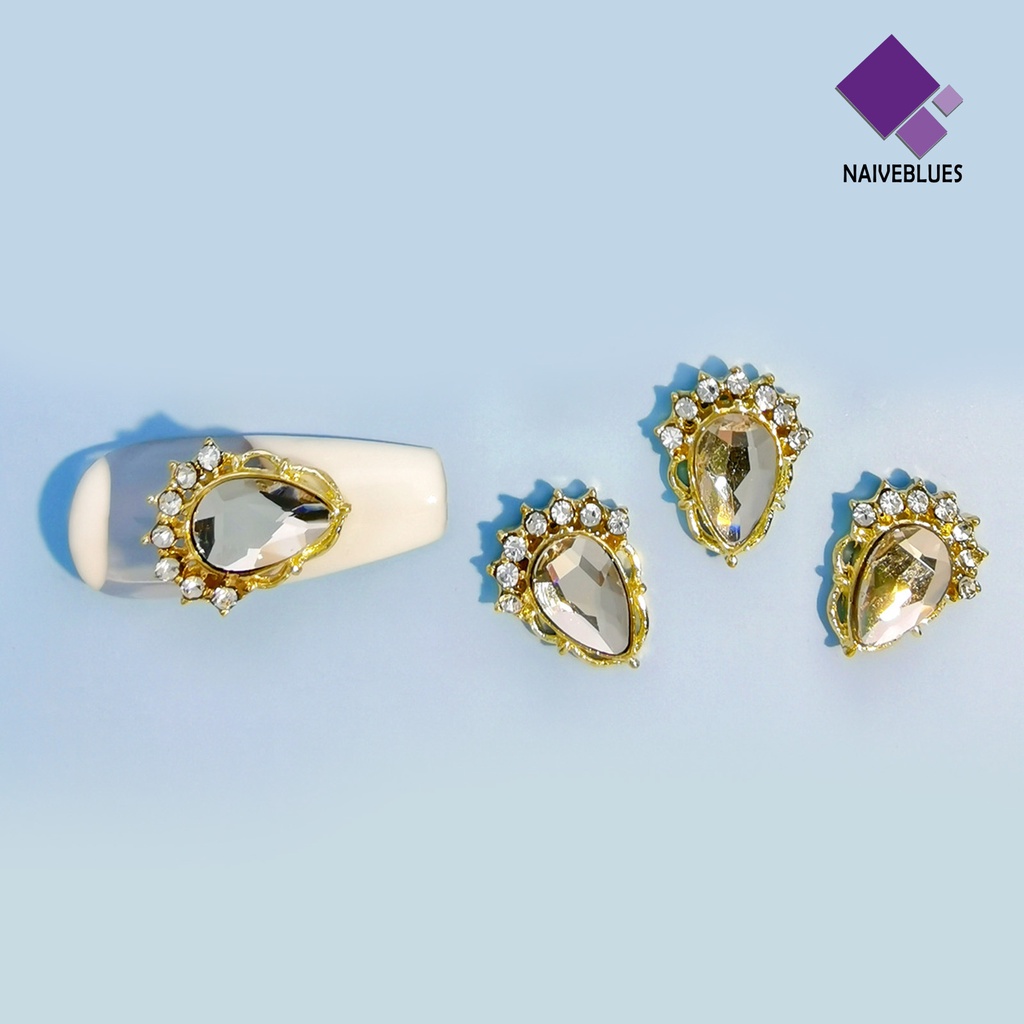 [naiveblues] 10pcs Ornamen Manicure Efek Visual Mengkilap Bentuk Kreatif Desain Berlian Bahan Alloy Berkilau 3D