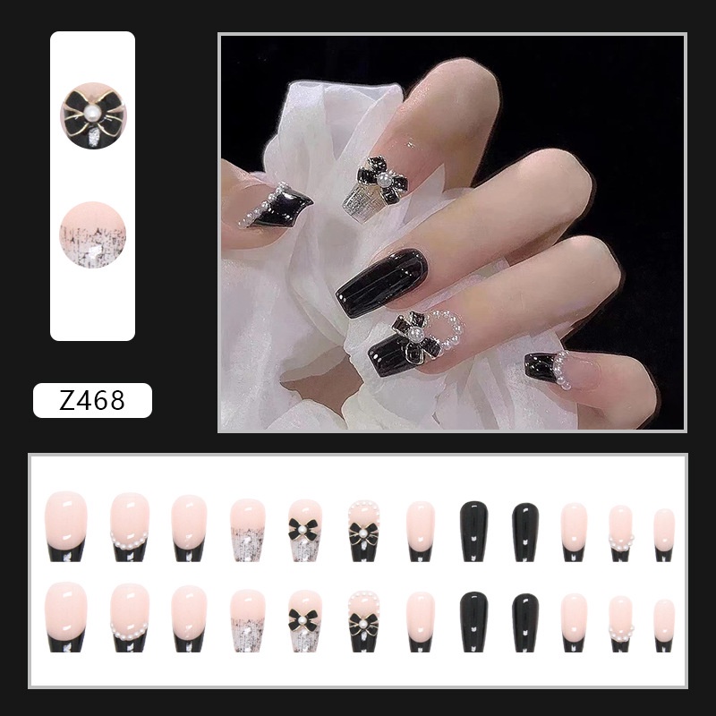 Z468 24Pcs DIY Kuku Palsu French Cool Finger Nail Art Stiker Kuku Palsu