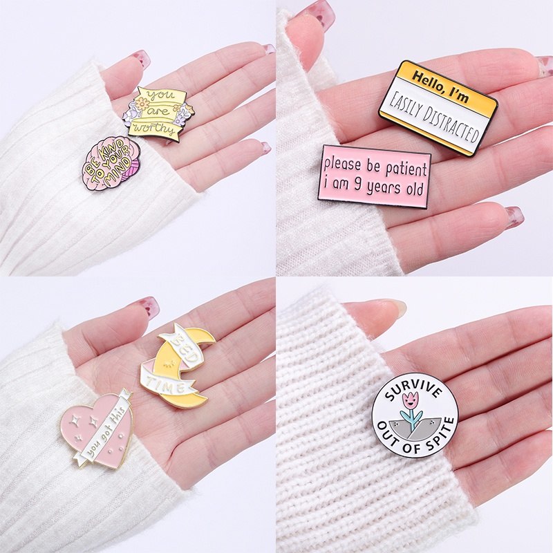 50gaya Teks Kreatif Quotes Enamel Pin Alfabet Bros Kartun Warna-Warni Slogans Bros Lencana Kerah Pin Menyenangkan Perhiasan Hadiah Untuk Teman