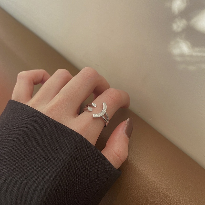 Aksesoris Cincin Pembukaan Wajah Tersenyum Versi Korea Kepribadian Sederhana