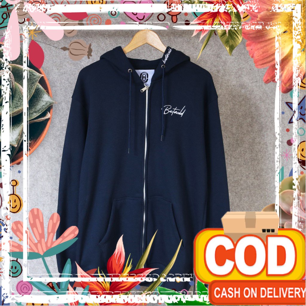 Sweater Jaket Hoodie Zipper Distro Baster Cold Latin Premium Full Navy/ NoP