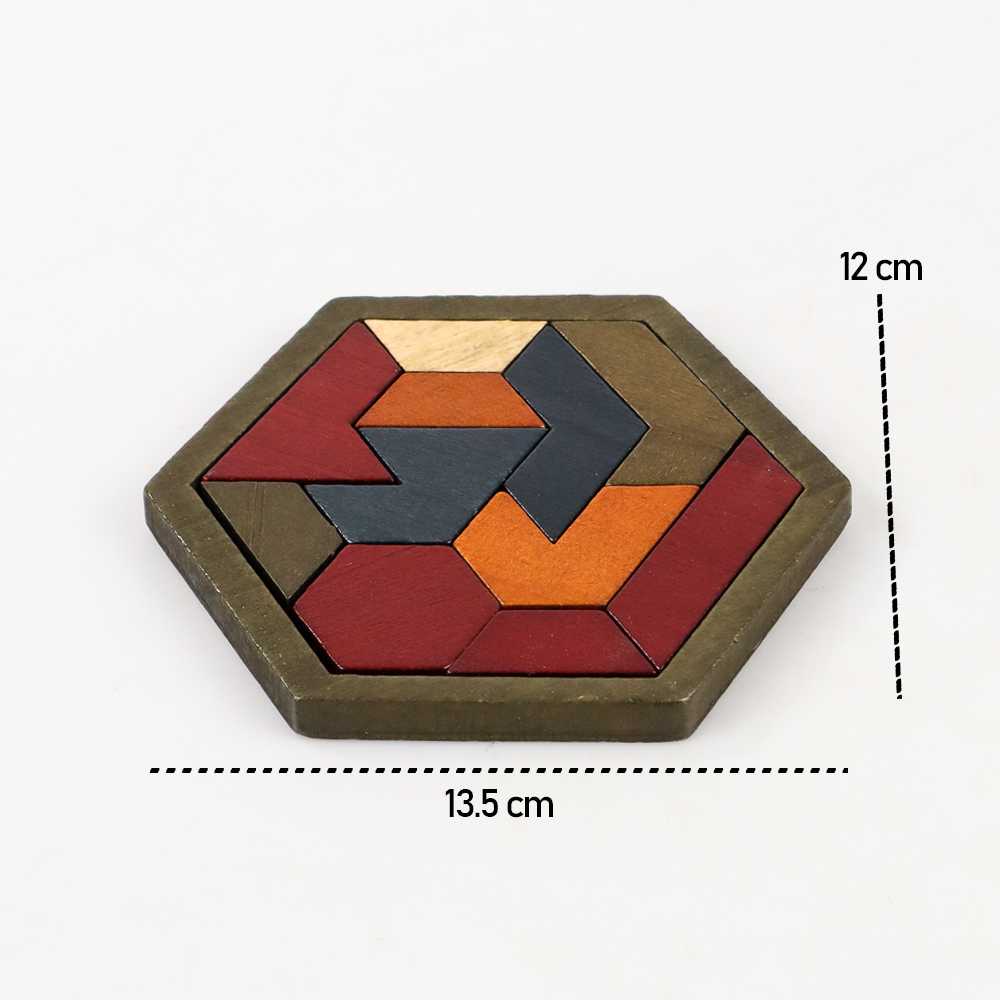 JOKEJOLLY Mainan Anak Hexagonal Wooden Geometric Shape Puzzle - JK-780 ( Mughnii )
