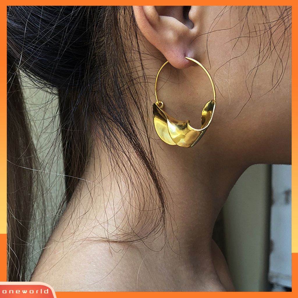 [EONE] 1pasang Anting Pernyataan Retro Punk Tetesan Air Logam Berat Mewah Warna Emas Perak Drop Earrings Perhiasan Fashion