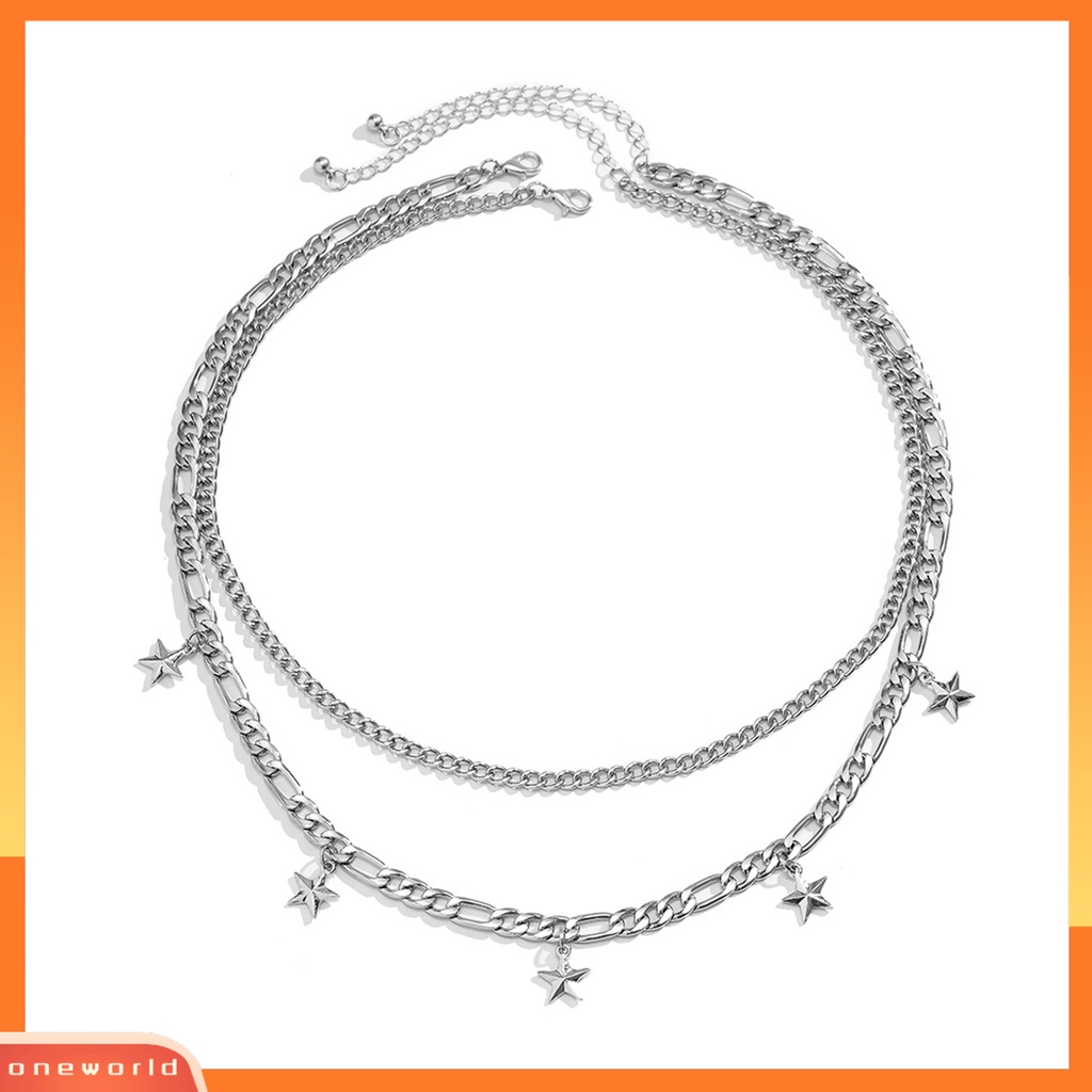 [EONE] Pria Kalung Hip Hop Double Layer Geometris Electroplating Laki Pentagram Liontin Klavikula Rantai Perhiasan Dekorasi Hadiah Untuk Pakaian Sehari-Hari