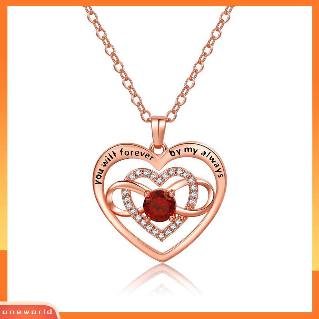 [EONE] Women Necklace You Will Forever by My Always Love Heart Pendant Hadiah Hari Ibu Berlian Imitasi Tertanam Ladies Necklace Fashion Jewelry