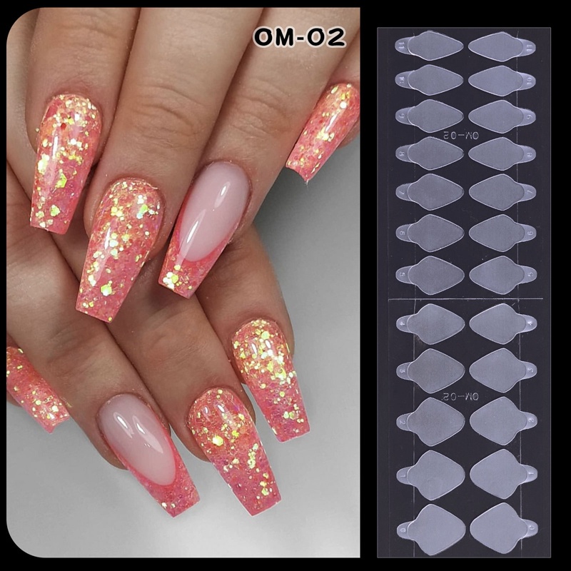 Stiker Garis Prancis Silikon Bentuk Ganda Kuku Untuk Bentuk Ganda Tips Palsu Sistem Gel UV Akrilik Ekstensi Cetakan Nail Art