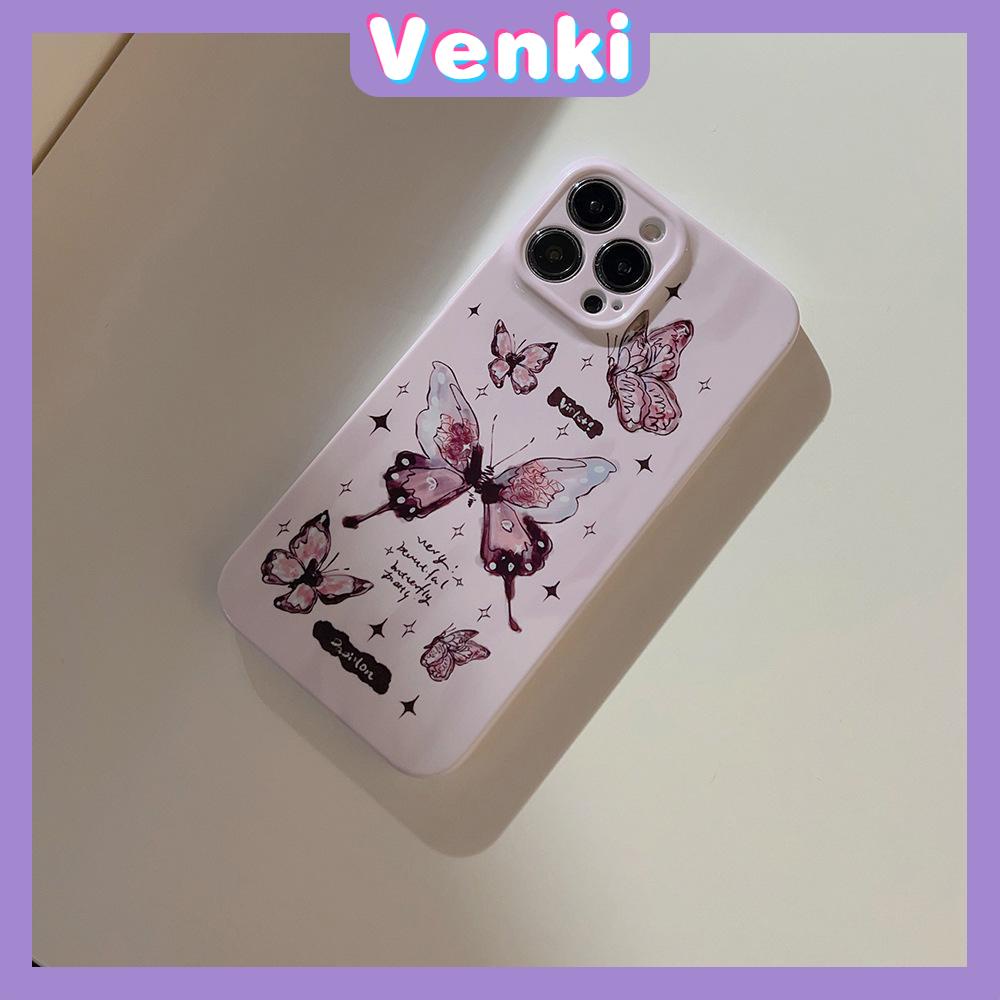 VENKI - For iPhone 11 iPhone Case Cream Glossy Soft Case TPU Shockproof Camera Cover Protection Purple Butterfly Compatible with iPhone 14 13 Pro max 12 Pro Max xr xs max 7Plus