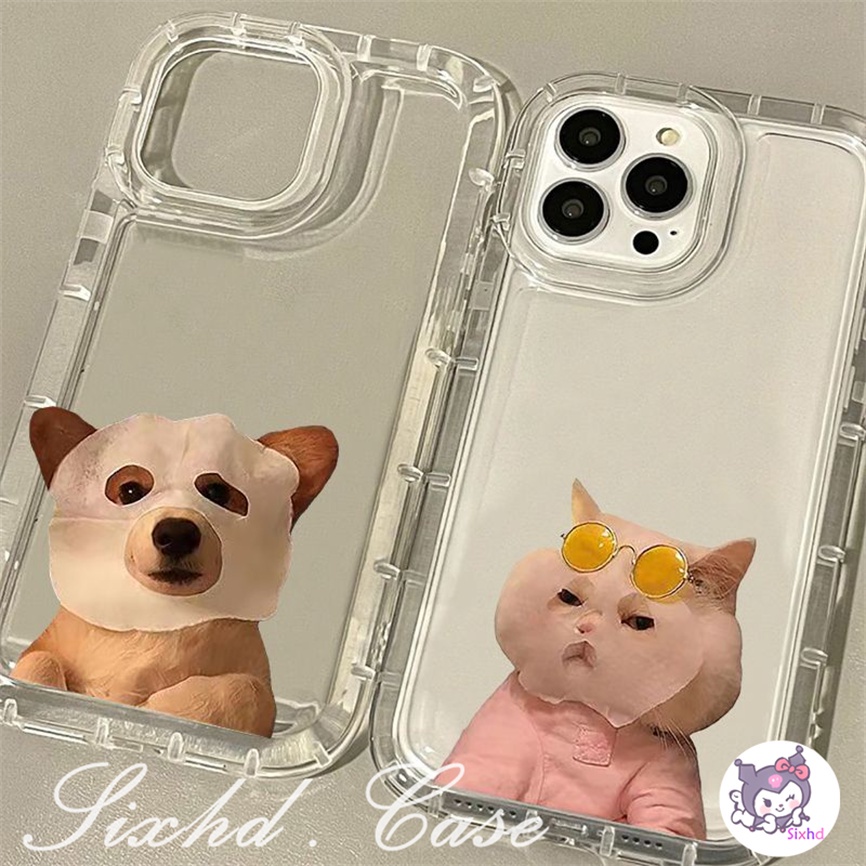 IPHONE Kompatibel Untuk Iphone14 13 12 11 Pro Max SE 2020 X Xr Xs Max8 7 6 6s Plus Masker Wajah Kucing Lucu Anjing AirBag Case Lembut TPU Shockproof Cover Pelindung