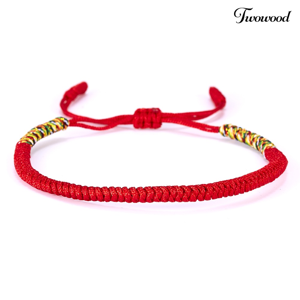 Twowood Wanita Pria Handmade Simpul Braided Rope Gelang Adjustable Beruntung Bangle Perhiasan