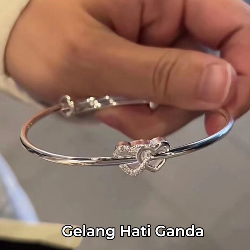 Gelang Wanita Korea Aesthetic Style Double Love Aksesoris Perhiasan Fashion Style Lucu Kualitas Import GLG15