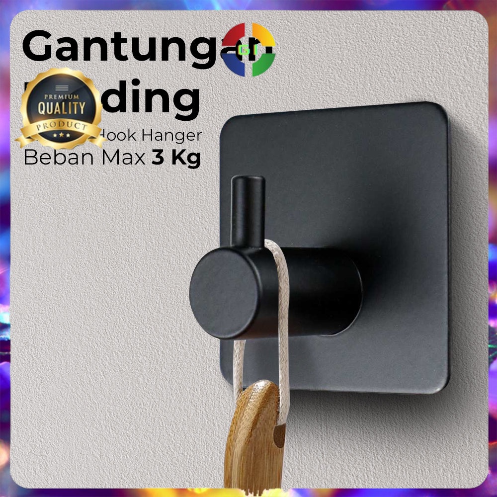 Gantungan Dinding Kapstok Hook Hanger Stainless Steel  Black