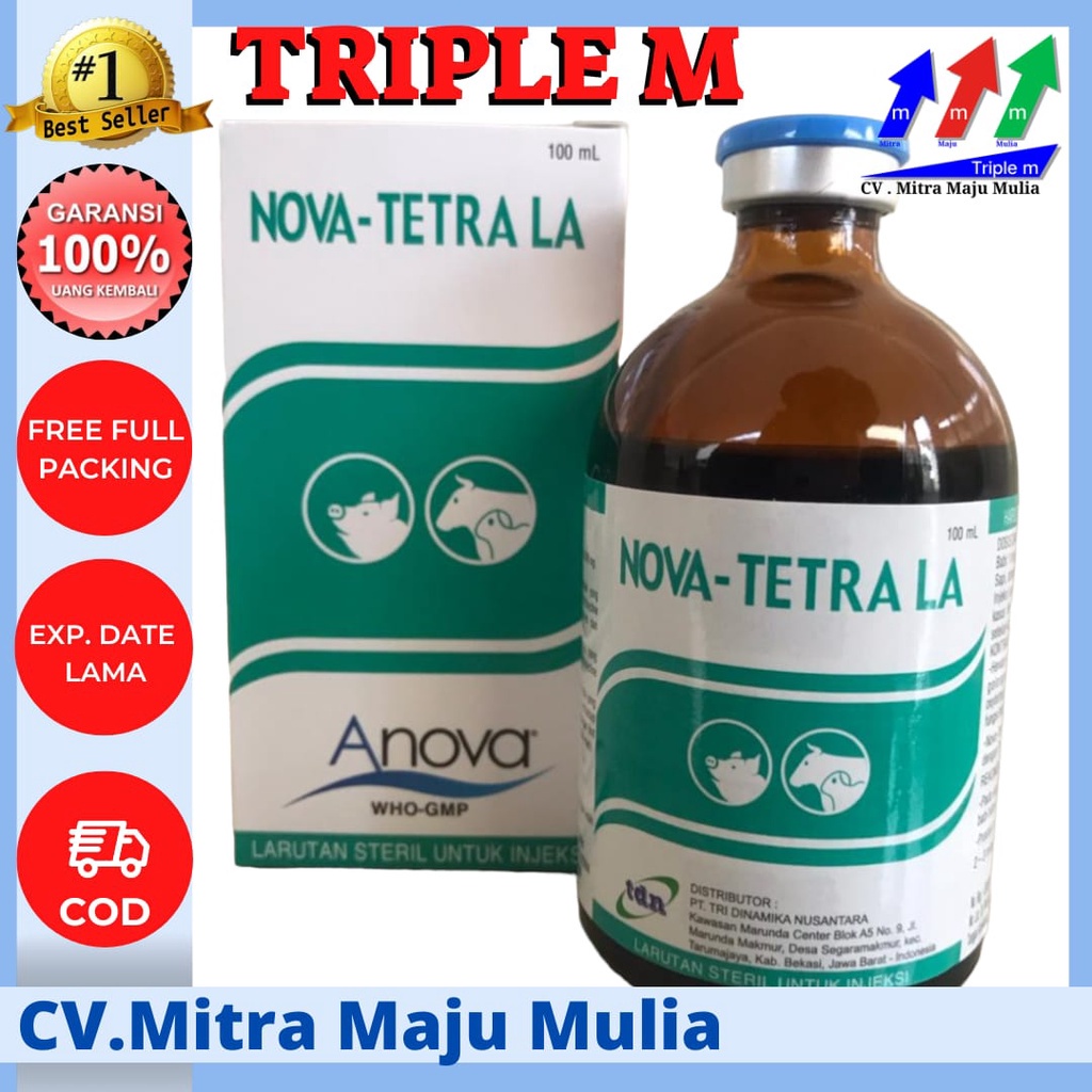 NOVA TETRA LA 100 ml - (Oxytetra20% ) Mengatasi Masalah Pernafasan, dan Pencernan pada Hewan Ternak &amp; Kesayangan