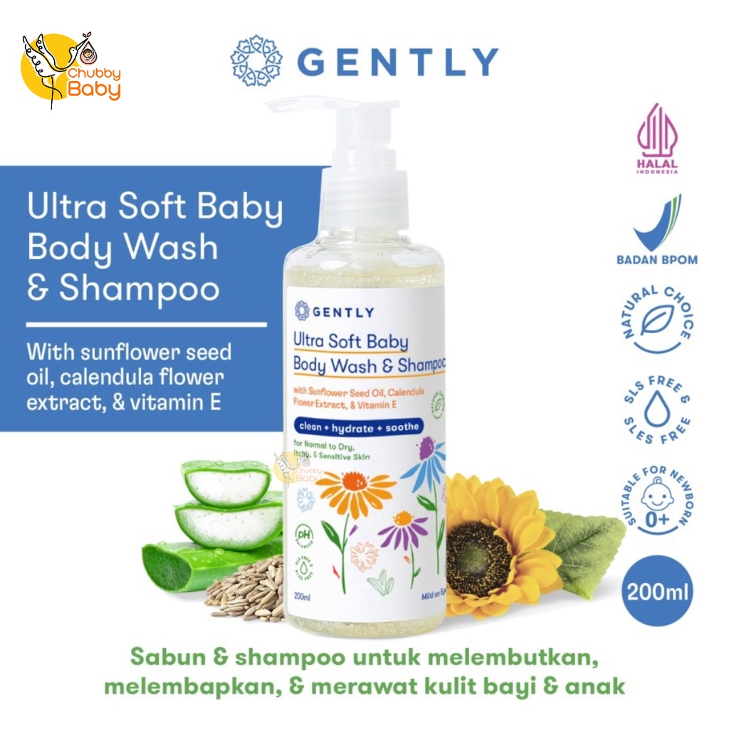 GENTLY - Ultra Soft Baby Body Wash and Shampoo 200ml