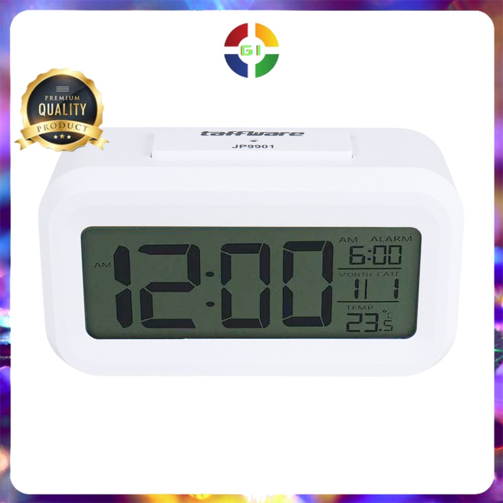 Jam LCD Digital Clock with Alarm White