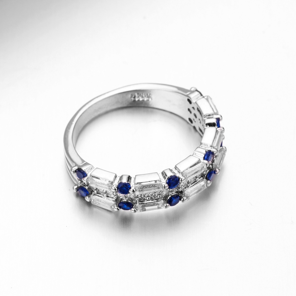 Goldkingdom Aksesoris Perhiasan Fashion Ready Stock Persegi Panjang Kreatif Tiga Lapis Mahkota Cincin Band