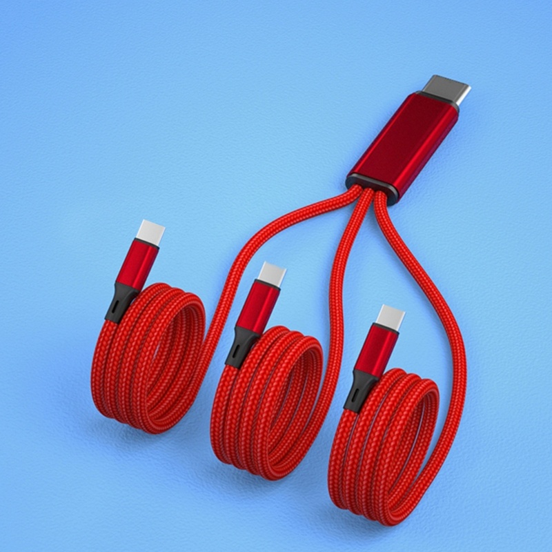 Bt Multi USB Type C Charger Kabel Braided 3in1 Multiple USB C Cable Charging Cord Dengan 3konektor Port Tipe-C