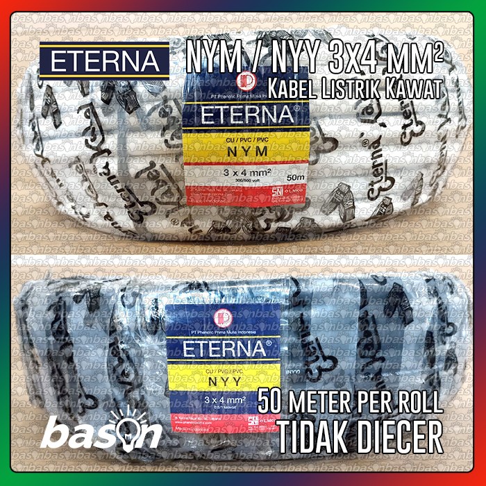 ETERNA NYM / NYY 3x4 mm2 - Kabel Listrik Kawat 1 roll = 50 meter