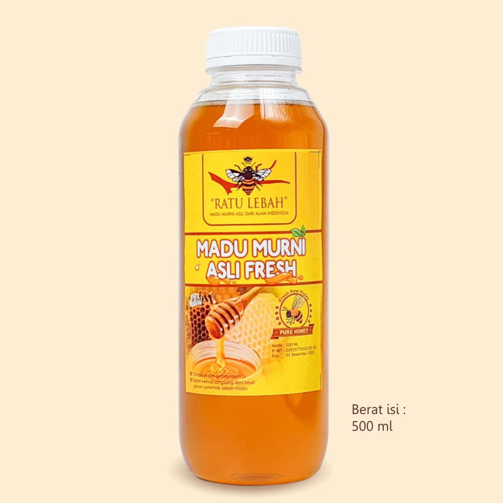 

Madu Murni 500 ML Asli Fresh Raw Honey Mentah Tanpa Campuran Apapun Ratu Lebah
