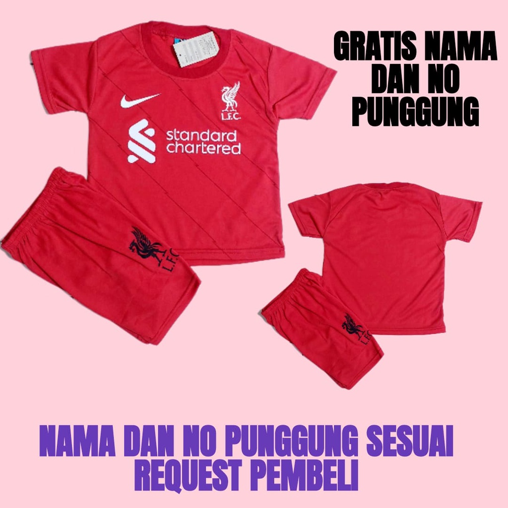 Setelan Baju Bola Anak Liverpool Merah Baju Bola Futsal Setelan Anak (COD)