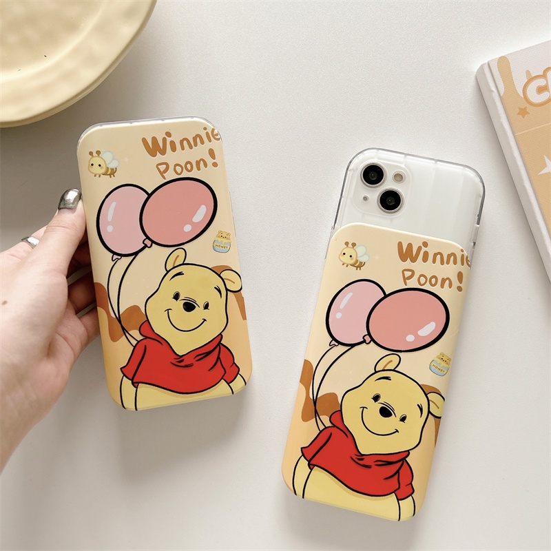 IPHONE Casing Cover Geser Motif Kartun Winnie Bear Untuk Iphone14 13 12 11 Pro Max Casing Pelindung Cermin Geser