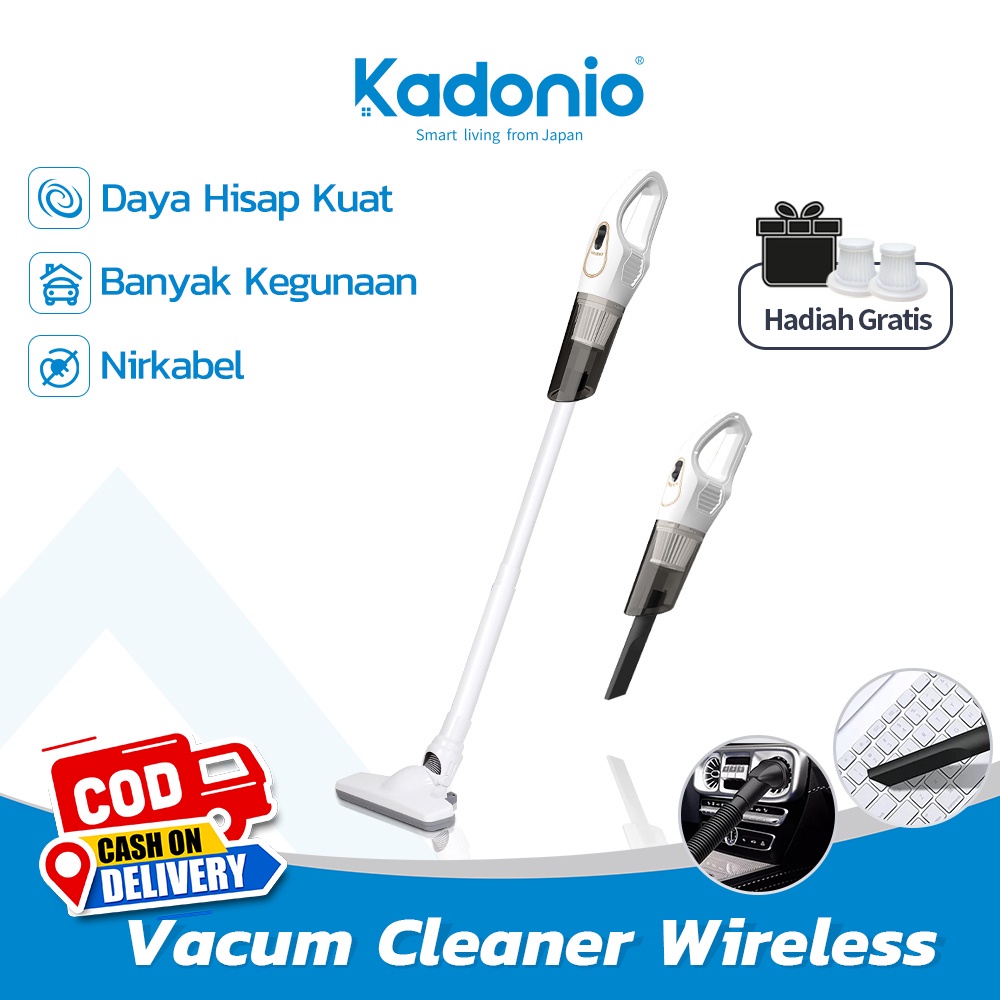 KADONIO Penyedot Debu Mobil/Rumah Vacum Cleaner Sapu Otomatis Daya Hisap Kuat Banyak Kegunaan Nirkabel KC-VC96