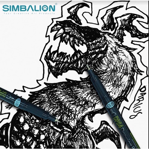 

Simbalion Paket 5 pcs Drawing Pen Black / Pena Kaligrafi