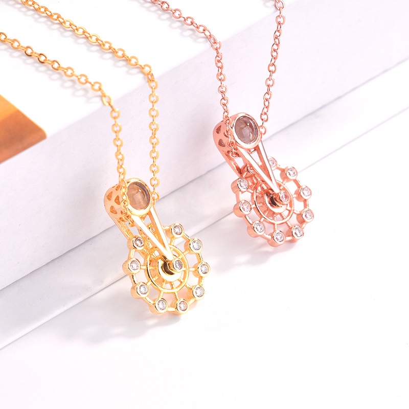 Goldkingdom Aksesoris Perhiasan Fashion Ready Stock Roda Kalung Wanita 100bahasa520 I Love You