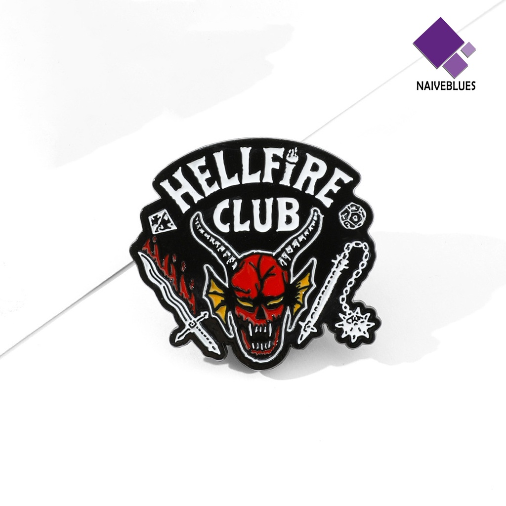 &lt; Naiveblues &gt; Stranger Things Brooch Hell Club Eye-catching Portable Gaun Halus Bros Wajah Tahan Lama Untuk