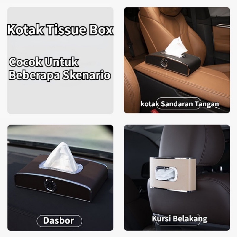 【COD】Mobil Kotak Tisu Kotak Multifungsi Tempat Tisu Mobil Premium Mewah Multifungsi Jam Car Tissue Box