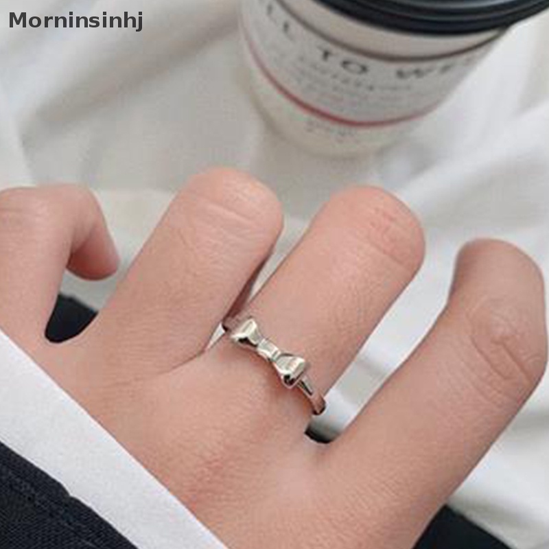 Mornin Cincin Pola Busur Sederhana Perak Cincin Halus Kepribadian Fashion Retro Cincin Wanita Perhiasan Ringan High-end Cincin Yang Dapat Disesuaikan id