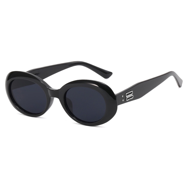 (YUZHU) Bingkai Oval Warna Permen Spike Kacamata Hitam Korea Fashion Oversized Frame Sunshade Sunglasses Untuk Wanita