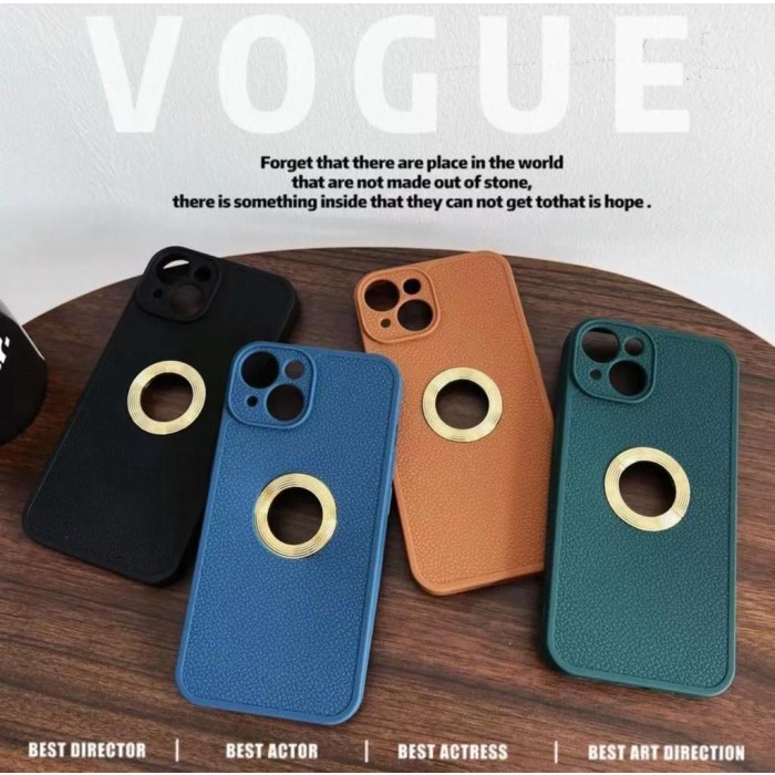 Luxury Leather HOLE LOGO iPhone 13/13 Pro/13ProMax/14/14 Pro/14 ProMax TPU Leather with Protection Camera