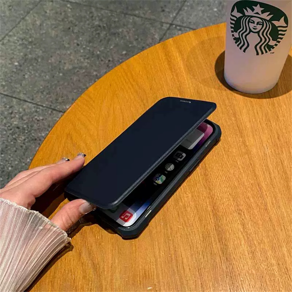 Flip holster case iphone 14 Pro Max Casing Cincin Magnet metal iphone 11 12 13 Pro Max14 Plus Lensa Proteksi Kamera Tertutup Penuh Casing iphone Transparan Keras