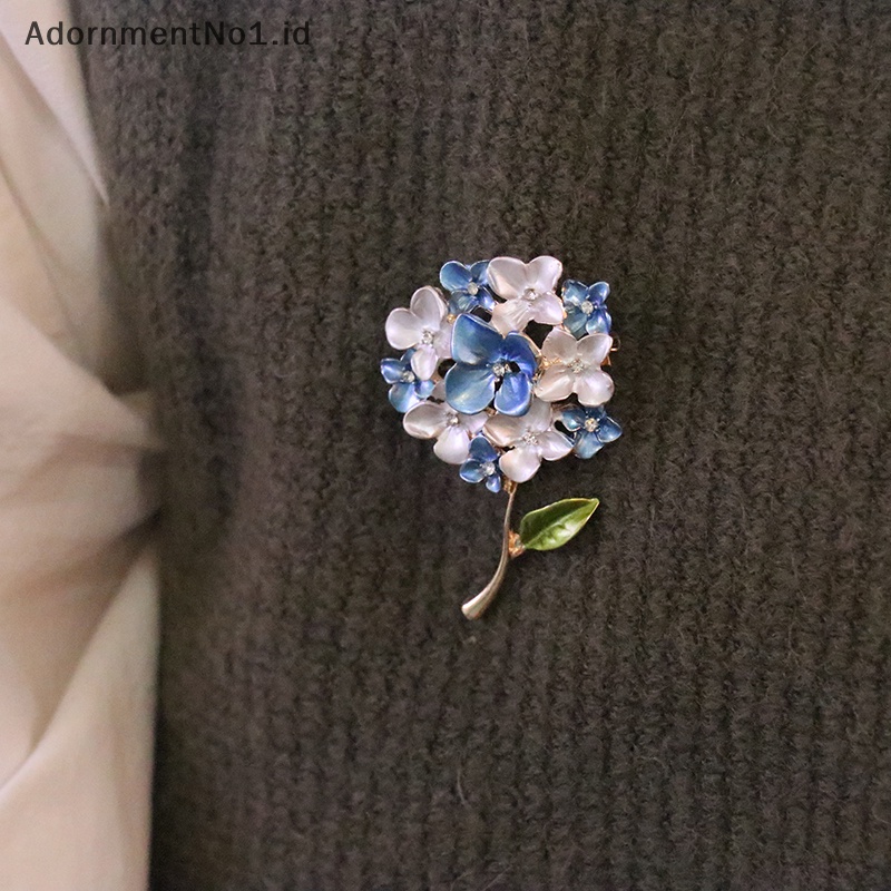 [AdornmentNo1] Kreatif Sastra Hydrangea Tanaman Bunga Bros Wanita Barat Pin Sweater Bros Aksesoris Perhiasan [ID]