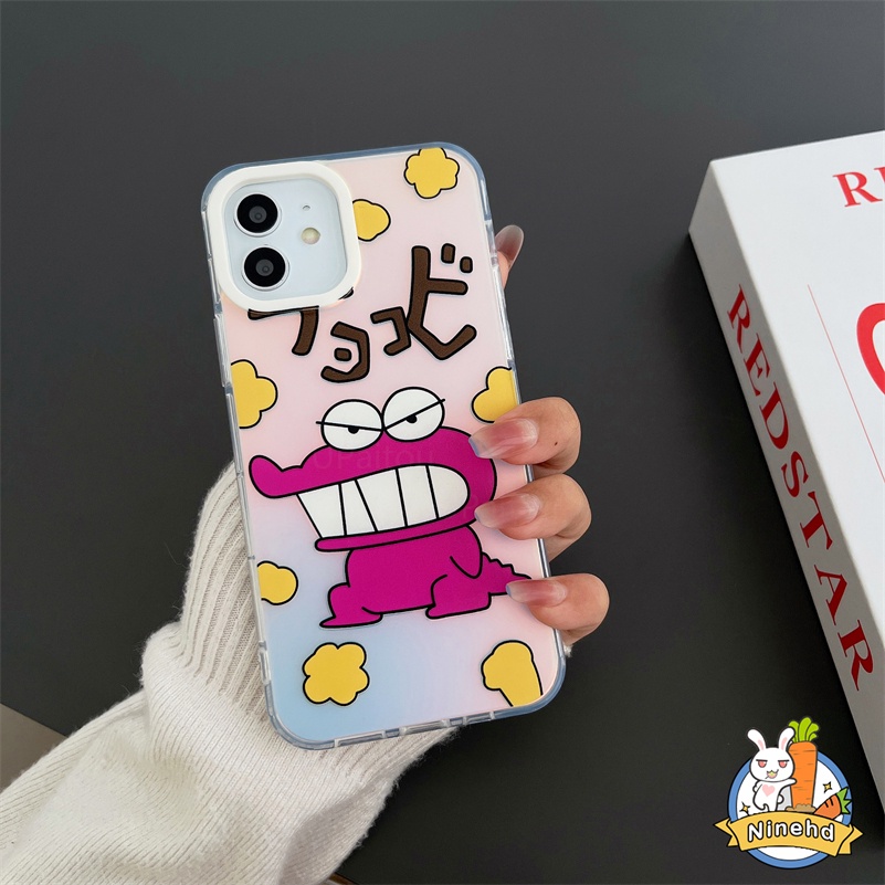 IPHONE Casing Kompatibel Untuk Iphone14 13 12 11 Pro Max X Xr Xs Max8 7 Plus SE 2020 Kartun Lucu Motif Buaya Mawar Merah Casing Ponsel Laser Bening Matte Tombol Keras Shockproof Case Cover