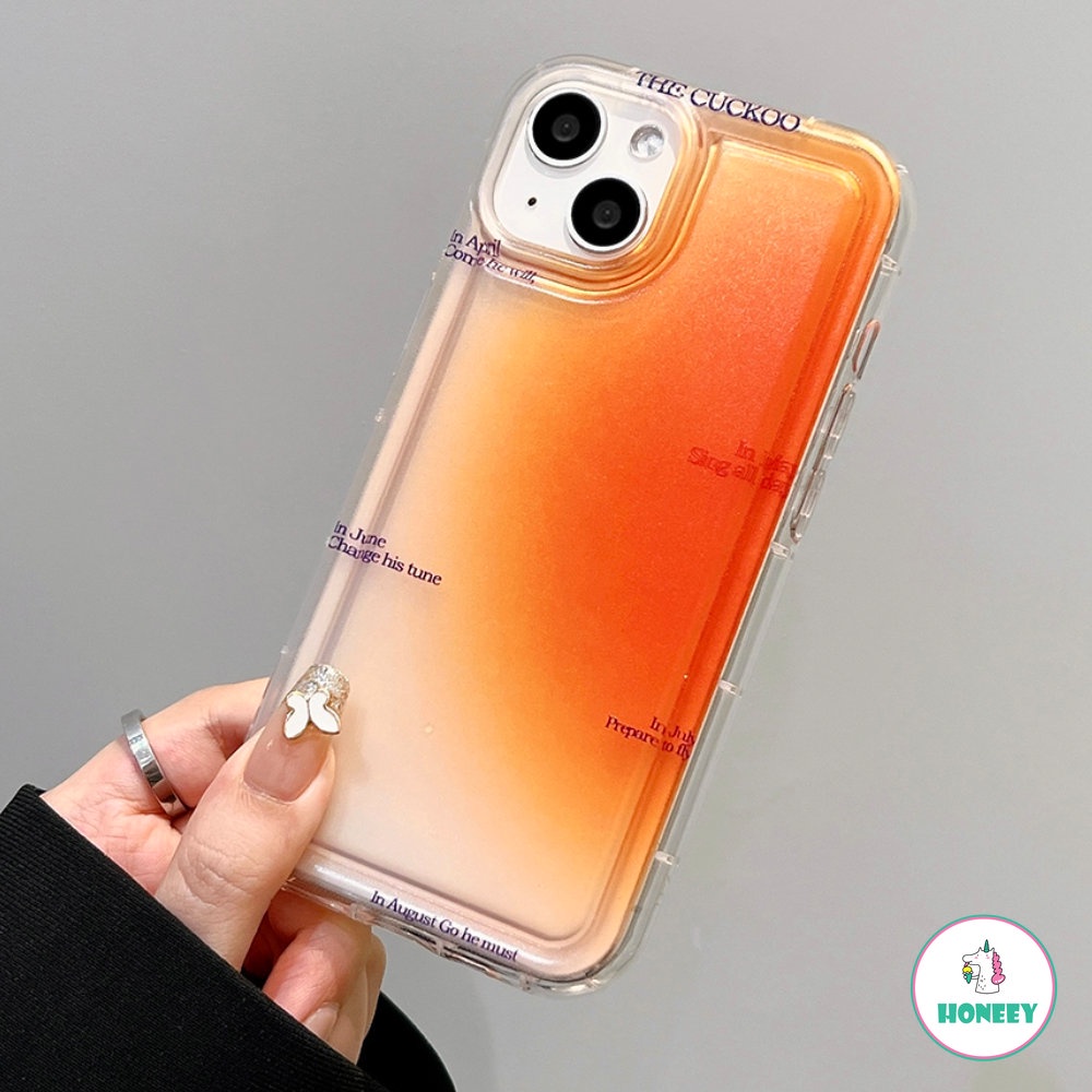 Fashion Gradient Orange English Phone Case Untuk iPhone 11 Pro Max13 14 12 Pro Max XS XR 6 7 8 Plus Shockproof Lembut TPU Cover Pelindung