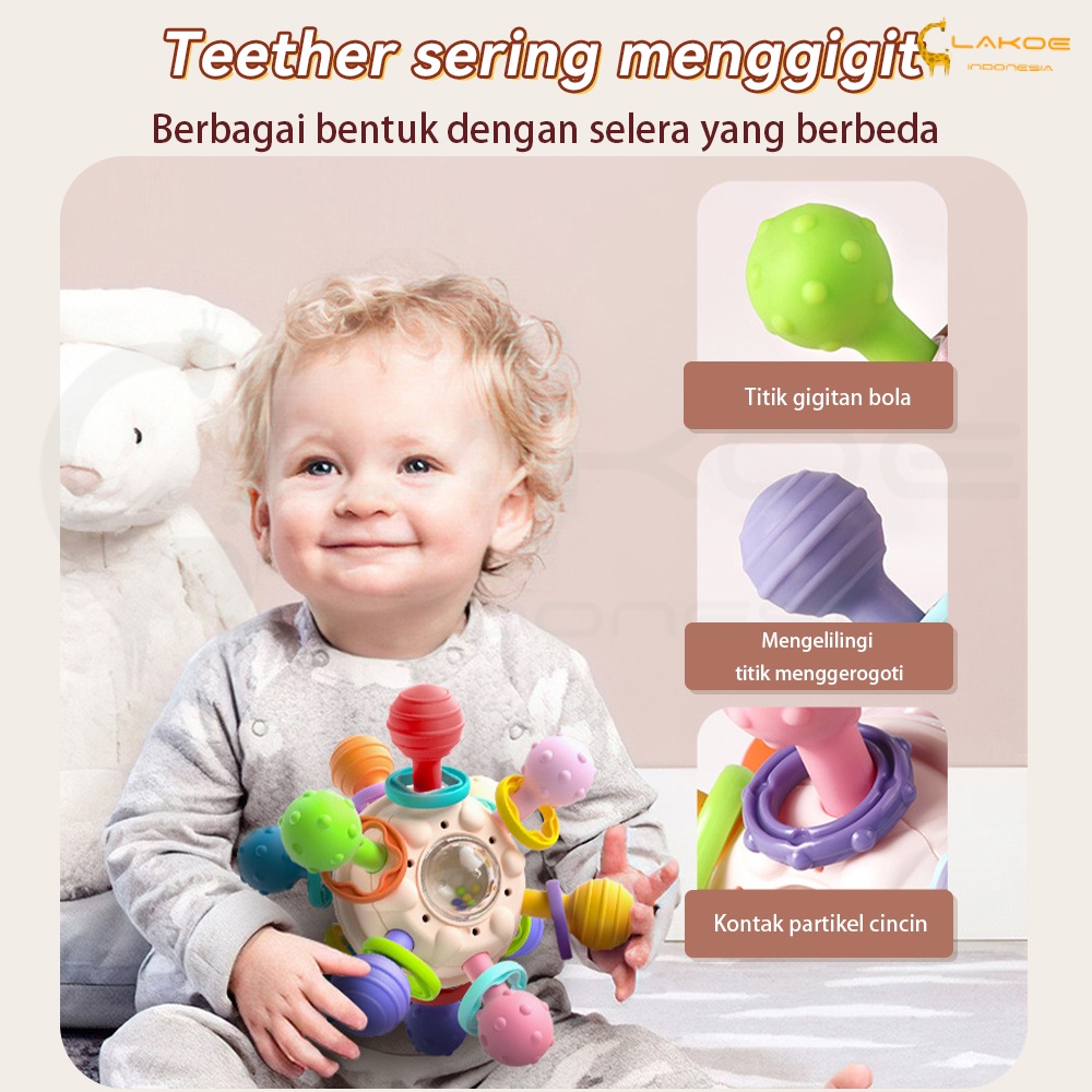 Lakoe Bola Mantahattan teether bayi/mainan gigitan bayi bpa free/Gigitan Baby/Mainan Kerincingan Bayi Genggam