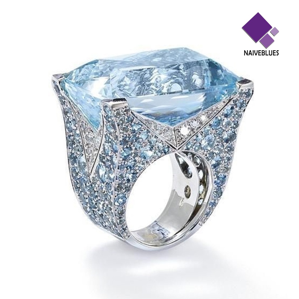 &lt; Naiveblues &gt; Sparkling Women Cubic Zirconia Cincin Pengantin Pernikahan Pertunangan Pesta Hadiah