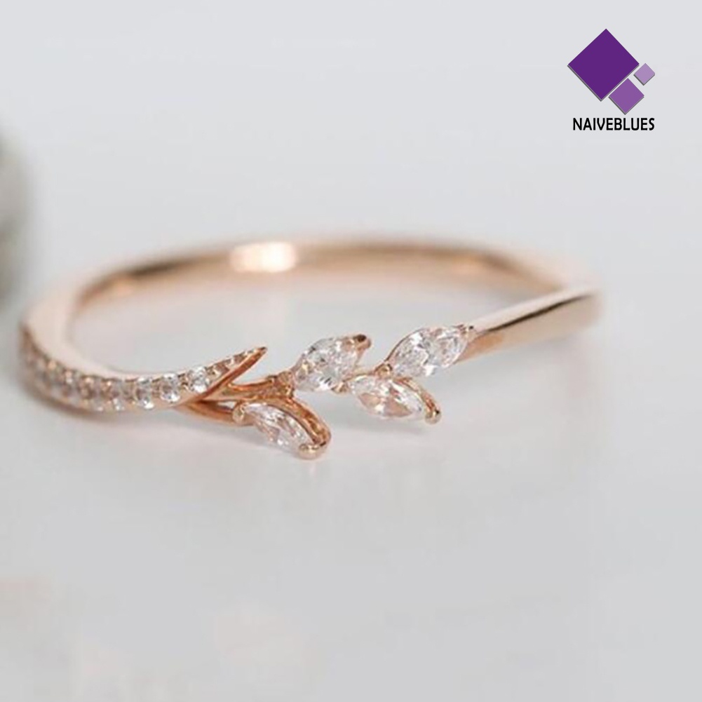 &lt; Naiveblues &gt; Fashion Wanita Bunga Cubic Zirconia Jari Cincin Pengantin Pertunangan Hadiah